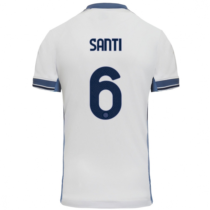 Niño Fútbol Camiseta Irene Santi #6 Blanco Gris 2ª Equipación 2024/25