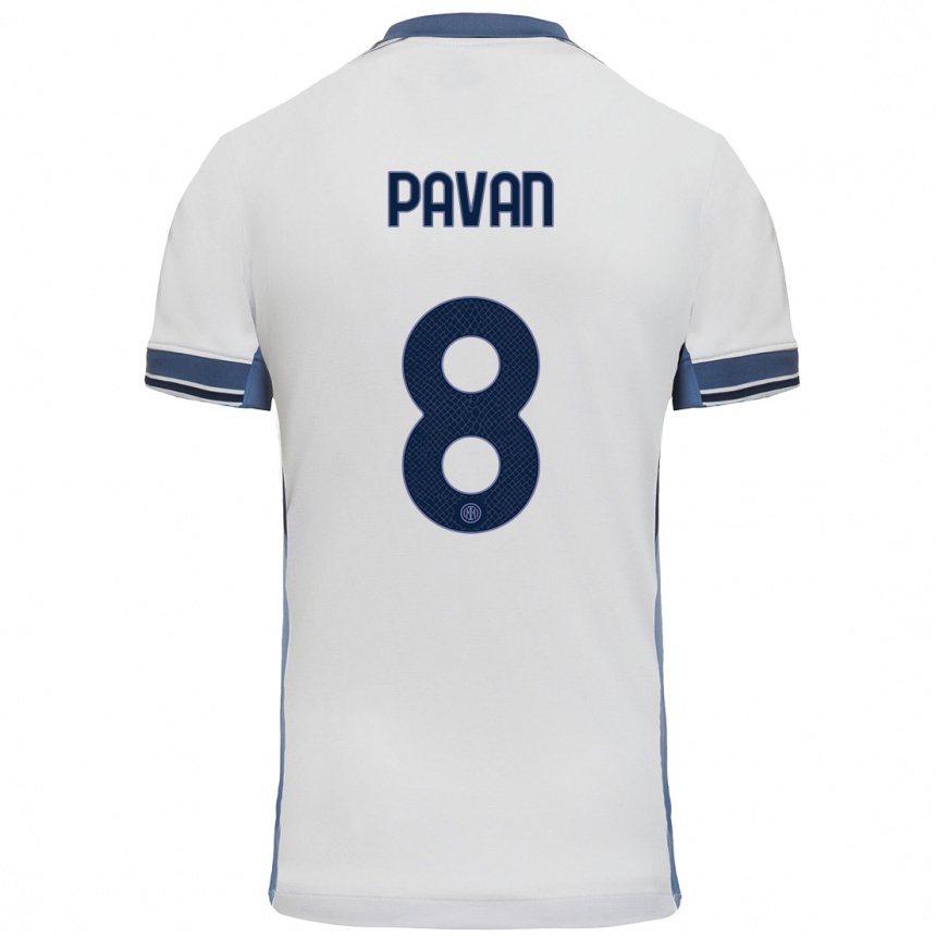 Niño Fútbol Camiseta Matilde Pavan #8 Blanco Gris 2ª Equipación 2024/25