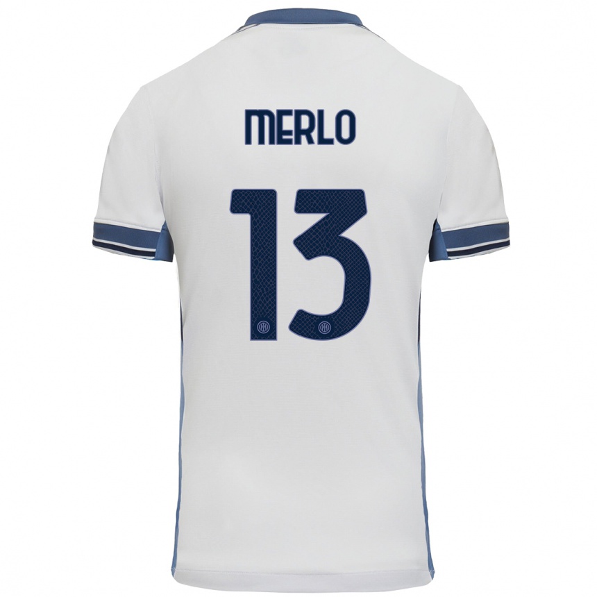 Niño Fútbol Camiseta Beatrice Merlo #13 Blanco Gris 2ª Equipación 2024/25