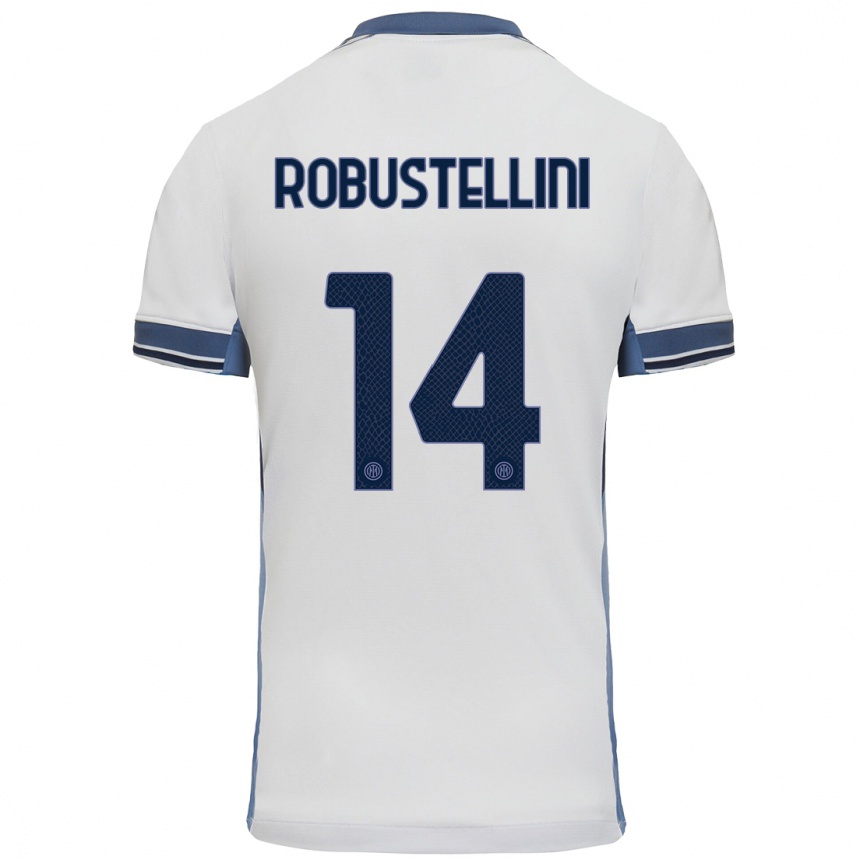 Niño Fútbol Camiseta Chiara Robustellini #14 Blanco Gris 2ª Equipación 2024/25