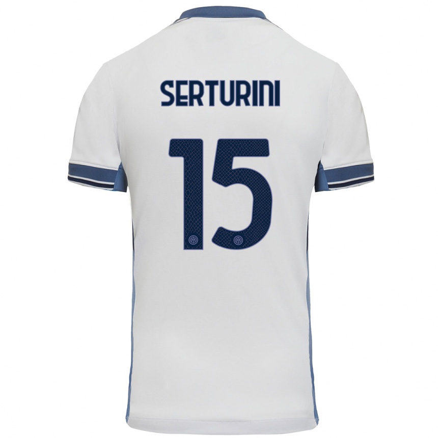 Niño Fútbol Camiseta Annamaria Serturini #15 Blanco Gris 2ª Equipación 2024/25