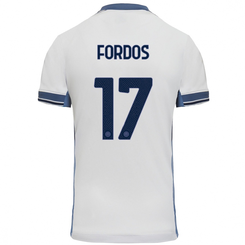 Niño Fútbol Camiseta Beatrix Fördős #17 Blanco Gris 2ª Equipación 2024/25