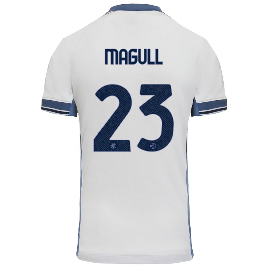 Niño Fútbol Camiseta Lina Magull #23 Blanco Gris 2ª Equipación 2024/25