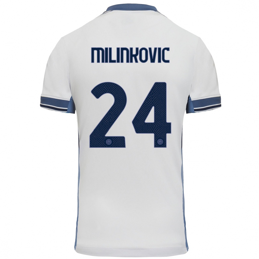 Niño Fútbol Camiseta Marija Milinković #24 Blanco Gris 2ª Equipación 2024/25