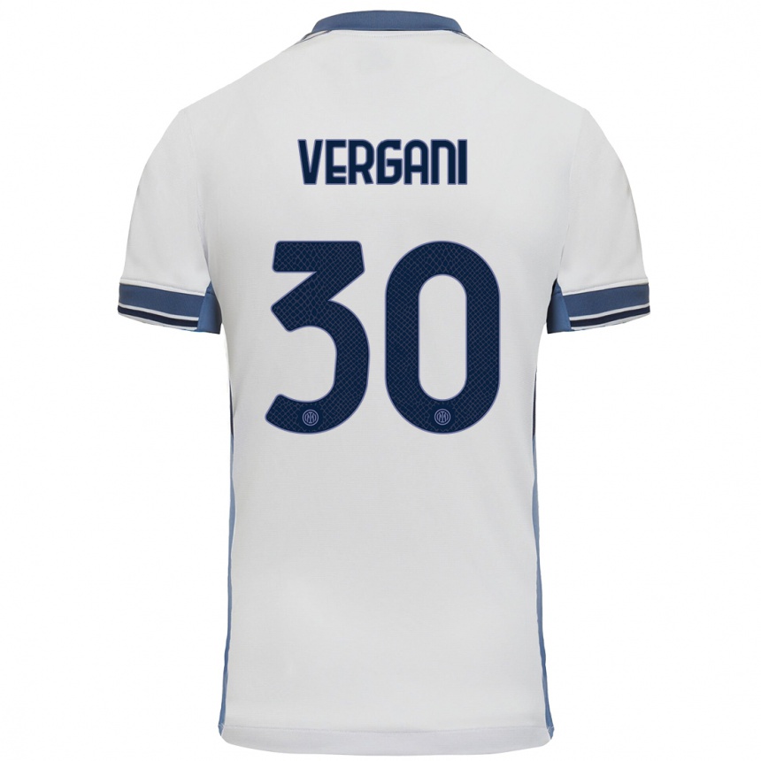 Niño Fútbol Camiseta Bianca Vergani #30 Blanco Gris 2ª Equipación 2024/25