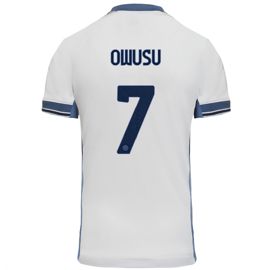 Niño Fútbol Camiseta Enoch Owusu #7 Blanco Gris 2ª Equipación 2024/25