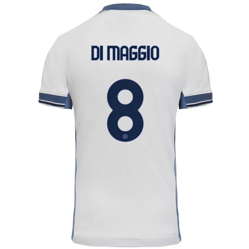 Niño Fútbol Camiseta Luca Di Maggio #8 Blanco Gris 2ª Equipación 2024/25