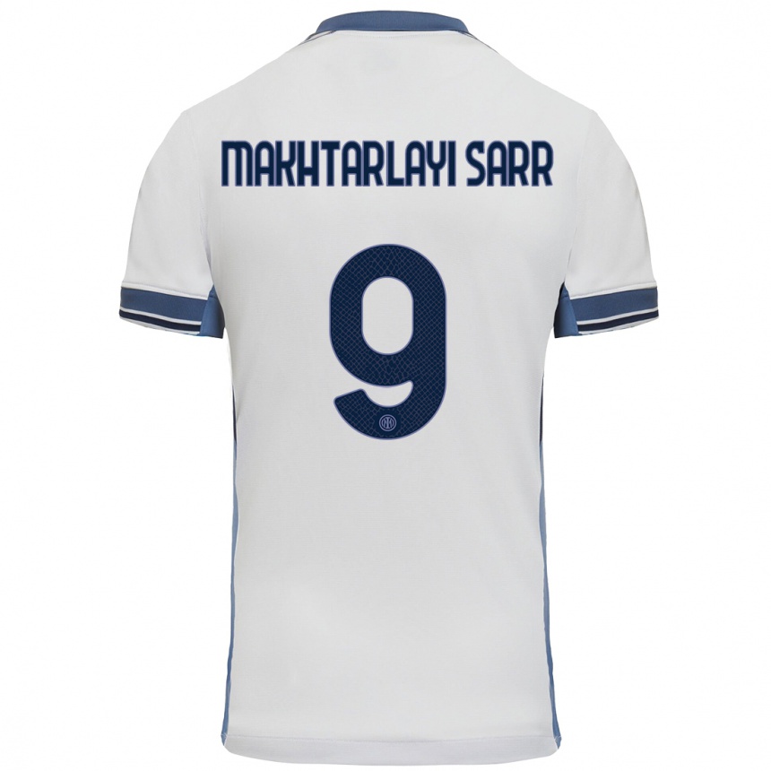 Niño Fútbol Camiseta Amadou Makhtarlayi Sarr #9 Blanco Gris 2ª Equipación 2024/25