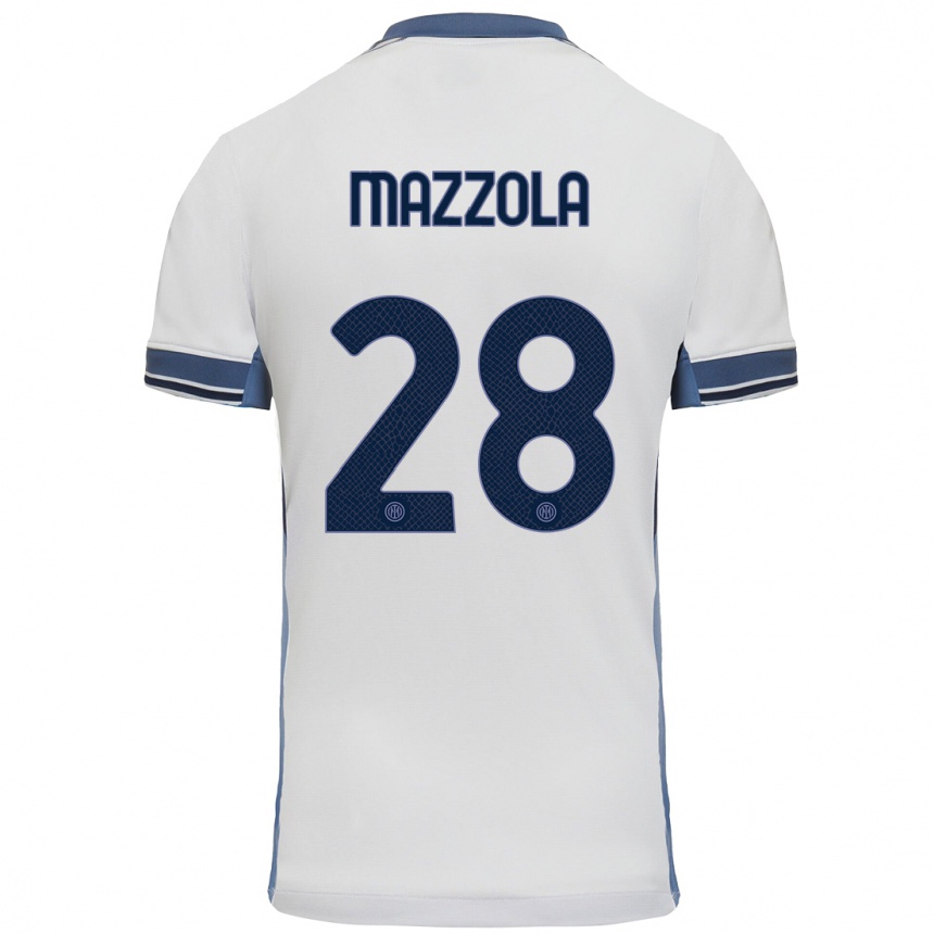 Niño Fútbol Camiseta Giuseppe Mazzola #28 Blanco Gris 2ª Equipación 2024/25