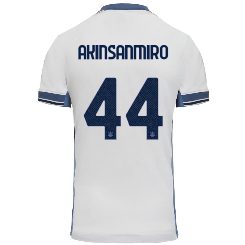 Niño Fútbol Camiseta Ebenezer Akinsanmiro #44 Blanco Gris 2ª Equipación 2024/25