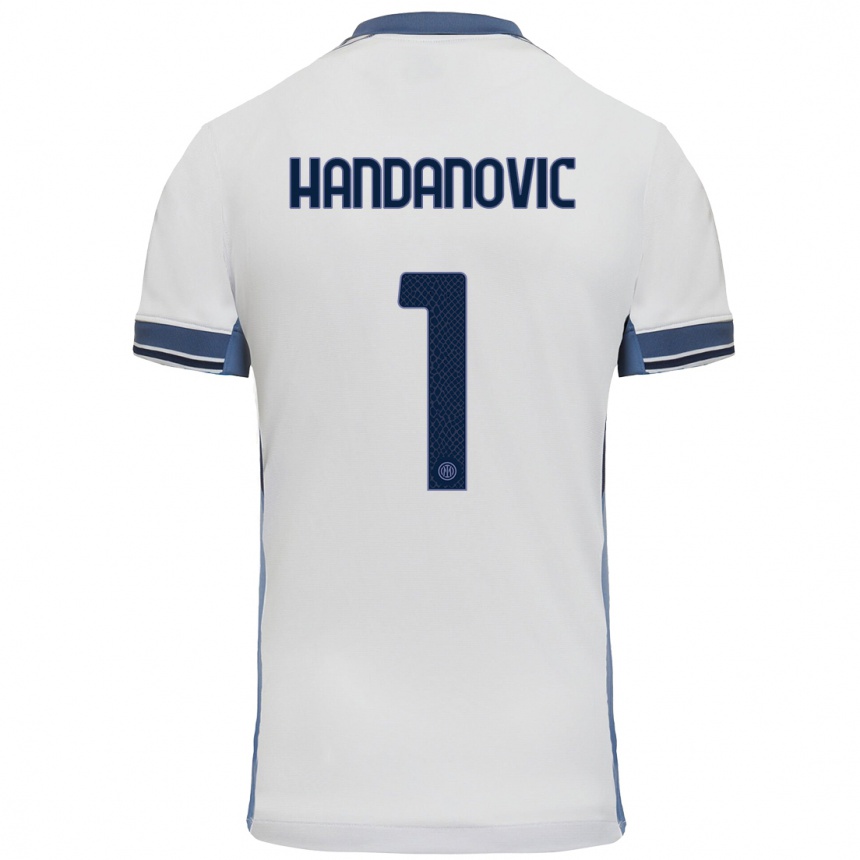 Niño Fútbol Camiseta Samir Handanovic #1 Blanco Gris 2ª Equipación 2024/25