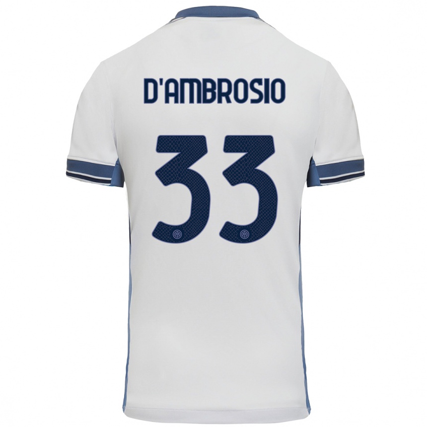 Niño Fútbol Camiseta Danilo D'ambrosio #33 Blanco Gris 2ª Equipación 2024/25