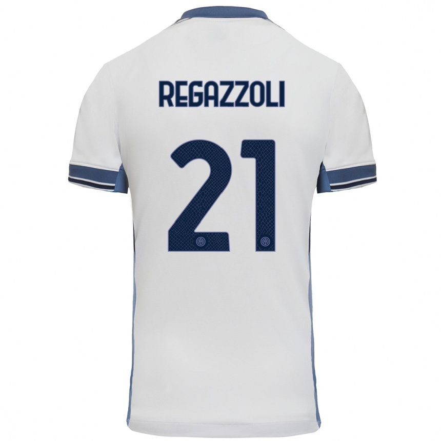 Niño Fútbol Camiseta Alice Regazzoli #21 Blanco Gris 2ª Equipación 2024/25