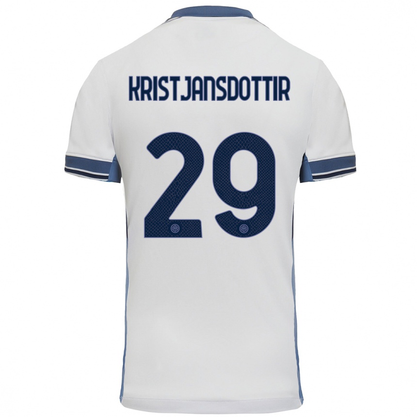 Niño Fútbol Camiseta Anna Bjork Kristjansdottir #29 Blanco Gris 2ª Equipación 2024/25