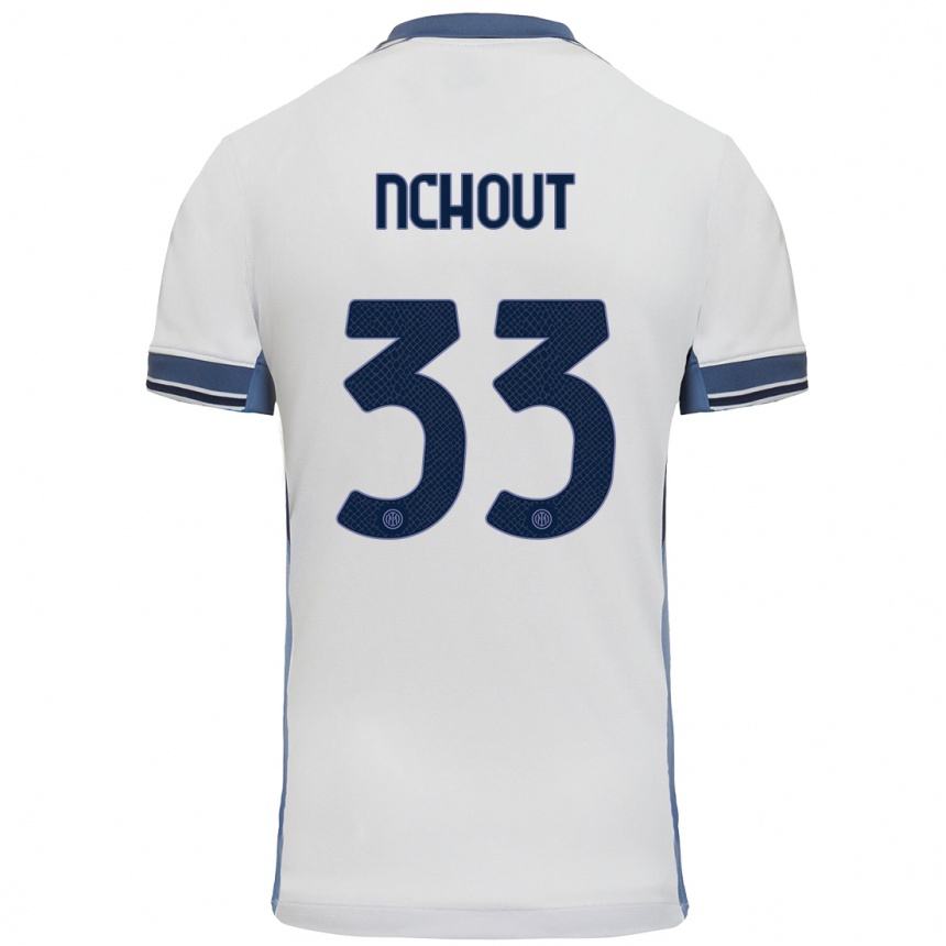 Niño Fútbol Camiseta Ajara Nchout #33 Blanco Gris 2ª Equipación 2024/25