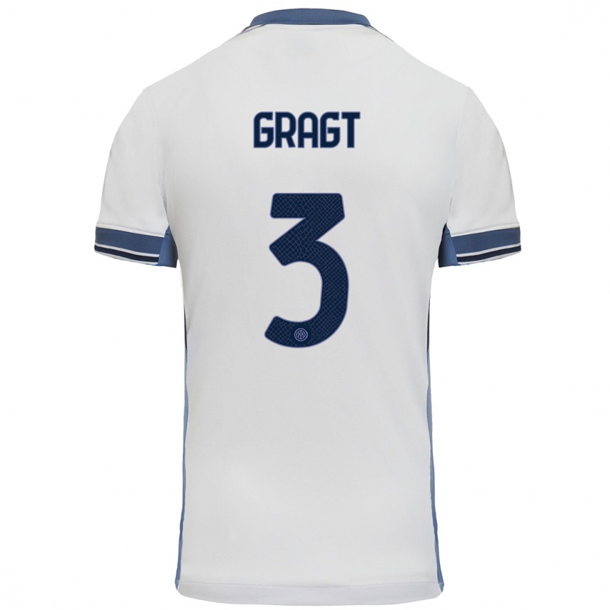 Niño Fútbol Camiseta Stefanie Van Der Gragt #3 Blanco Gris 2ª Equipación 2024/25