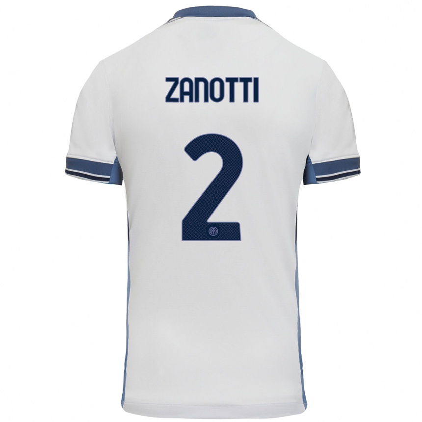 Niño Fútbol Camiseta Mattia Zanotti #2 Blanco Gris 2ª Equipación 2024/25