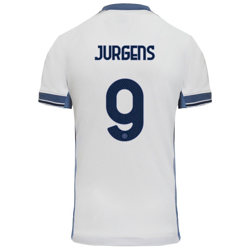 Niño Fútbol Camiseta Oliver Jurgens #9 Blanco Gris 2ª Equipación 2024/25