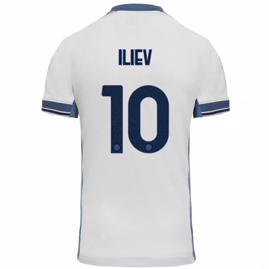 Niño Fútbol Camiseta Nikola Iliev #10 Blanco Gris 2ª Equipación 2024/25