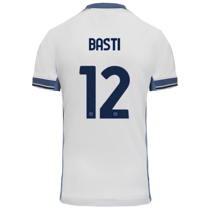 Niño Fútbol Camiseta Matteo Basti #12 Blanco Gris 2ª Equipación 2024/25