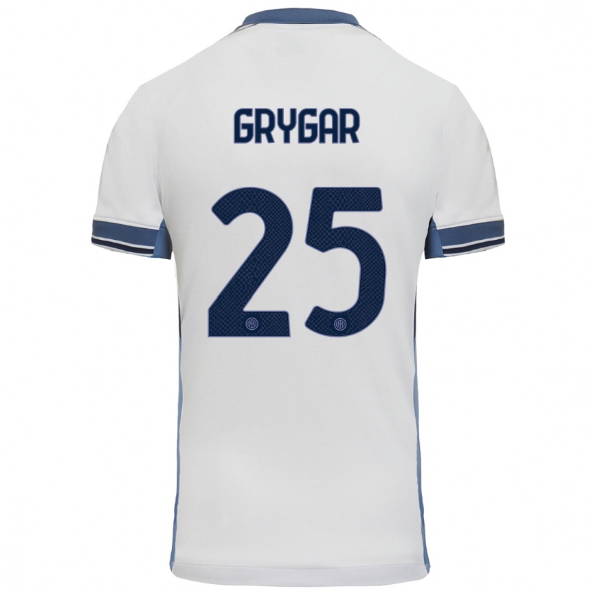 Niño Fútbol Camiseta Samuel Grygar #25 Blanco Gris 2ª Equipación 2024/25