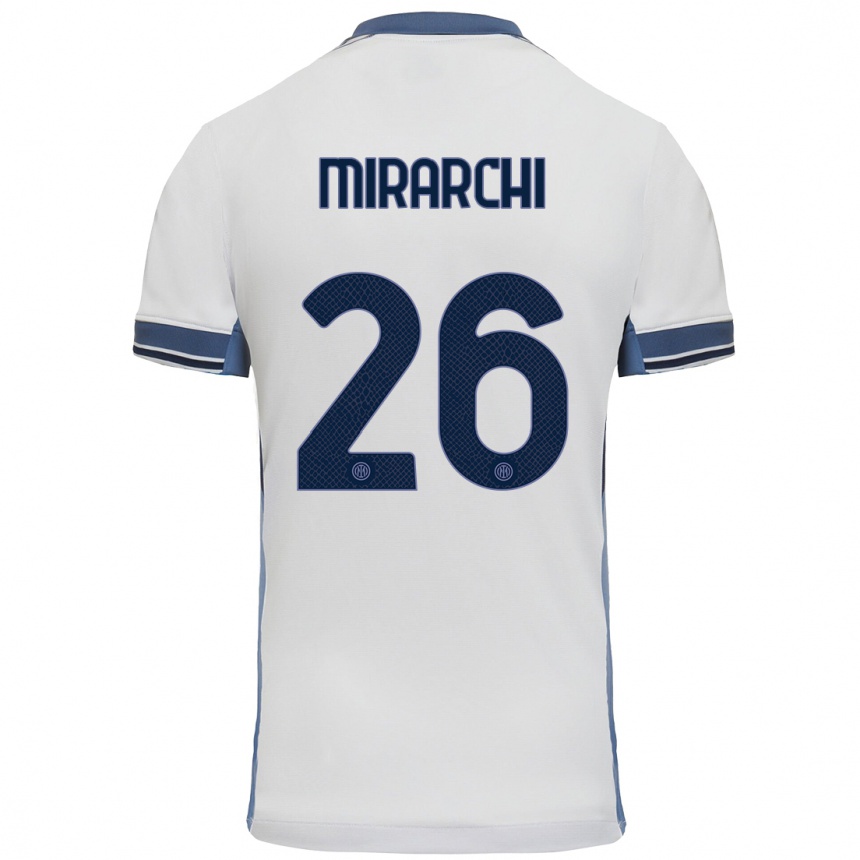 Niño Fútbol Camiseta Mattia Mirarchi #26 Blanco Gris 2ª Equipación 2024/25