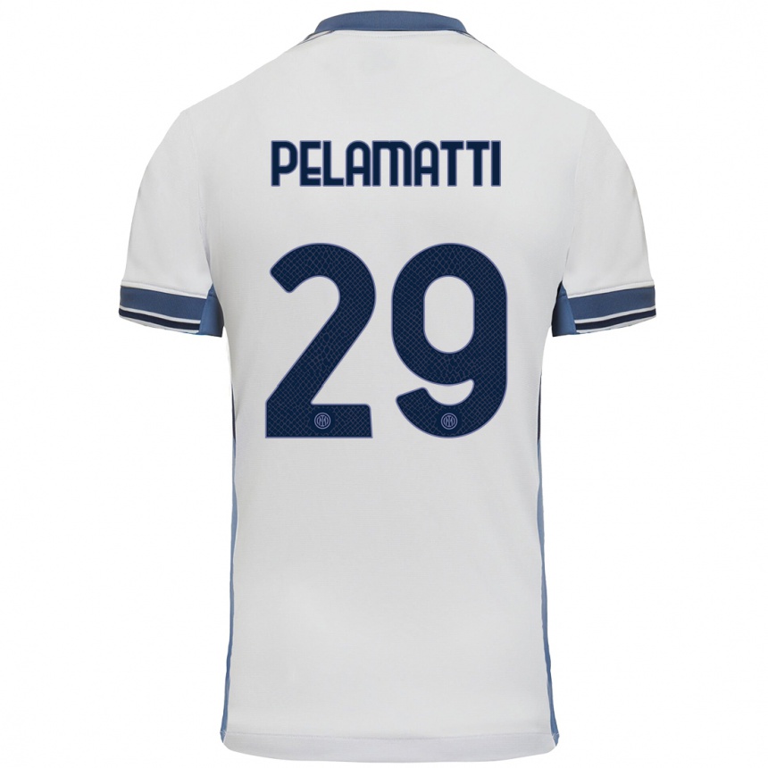 Niño Fútbol Camiseta Andrea Pelamatti #29 Blanco Gris 2ª Equipación 2024/25