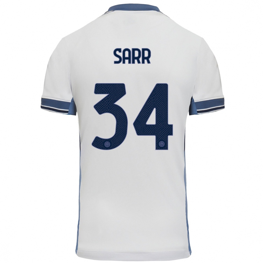 Niño Fútbol Camiseta Amadou Sarr #34 Blanco Gris 2ª Equipación 2024/25