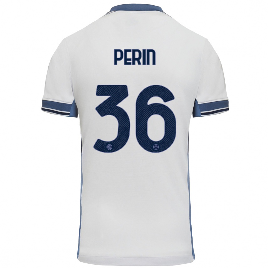 Niño Fútbol Camiseta Nicolo Perin #36 Blanco Gris 2ª Equipación 2024/25