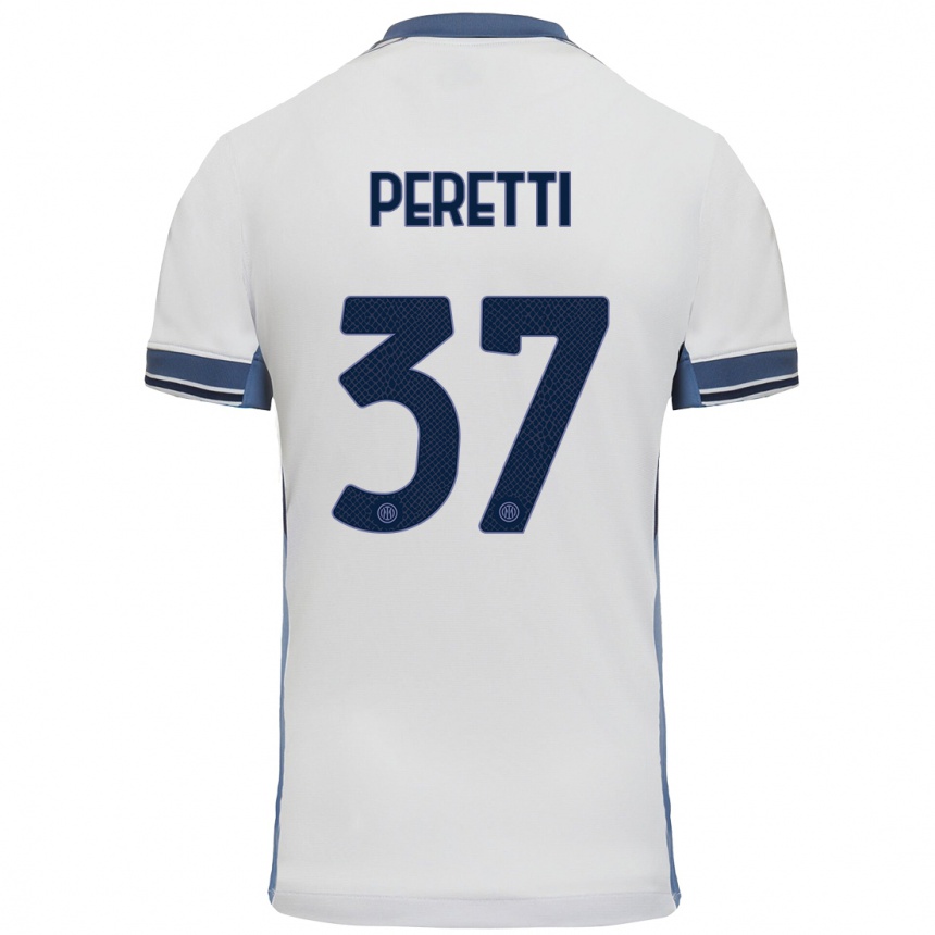 Niño Fútbol Camiseta Lorenzo Peretti #37 Blanco Gris 2ª Equipación 2024/25