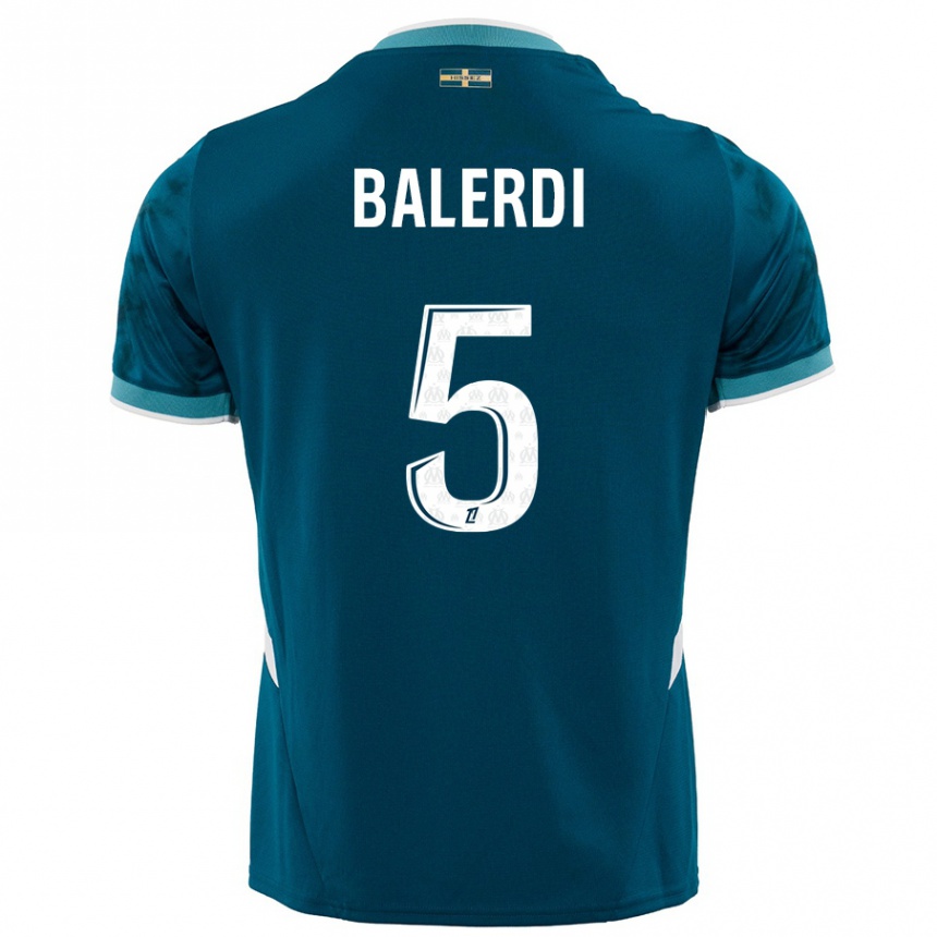 Niño Fútbol Camiseta Leonardo Balerdi #5 Azul Turquesa 2ª Equipación 2024/25