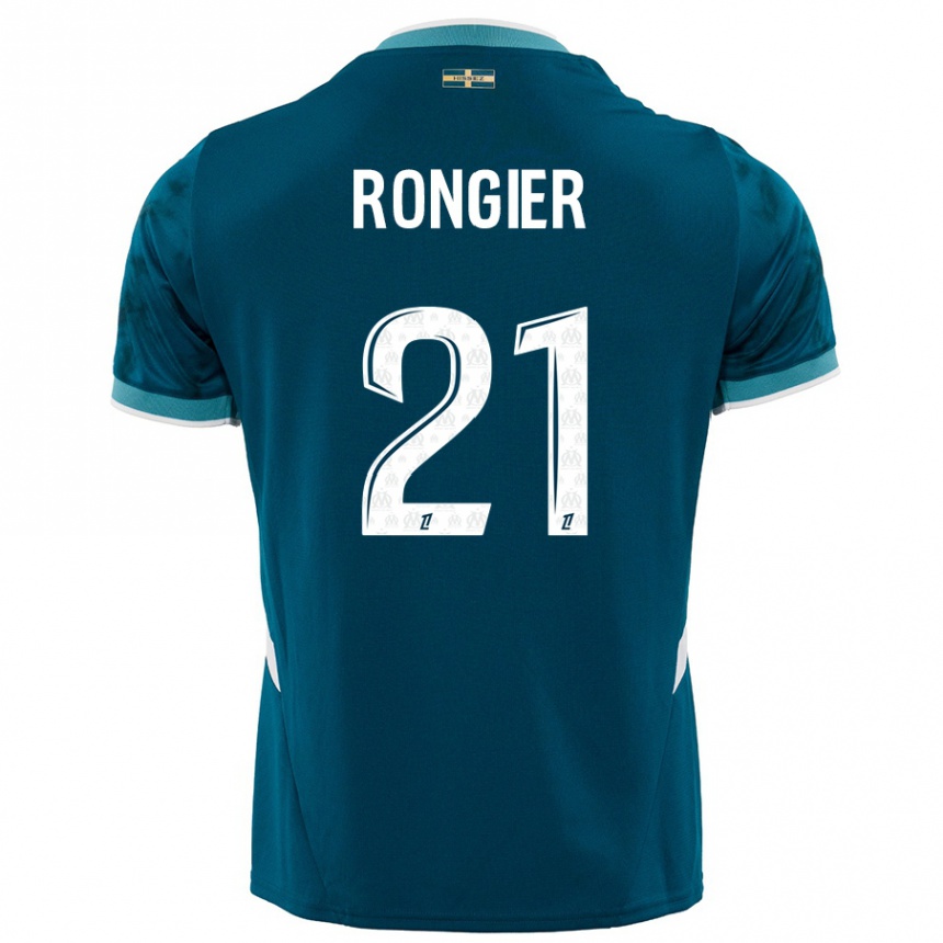 Niño Fútbol Camiseta Valentin Rongier #21 Azul Turquesa 2ª Equipación 2024/25