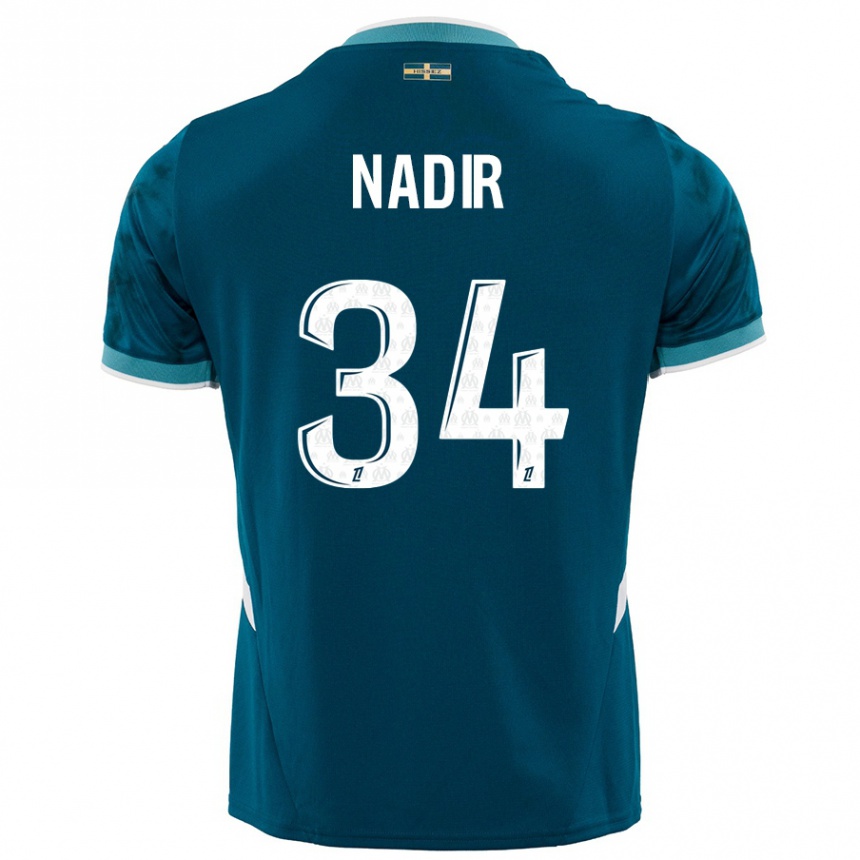 Niño Fútbol Camiseta Bilal Nadir #34 Azul Turquesa 2ª Equipación 2024/25