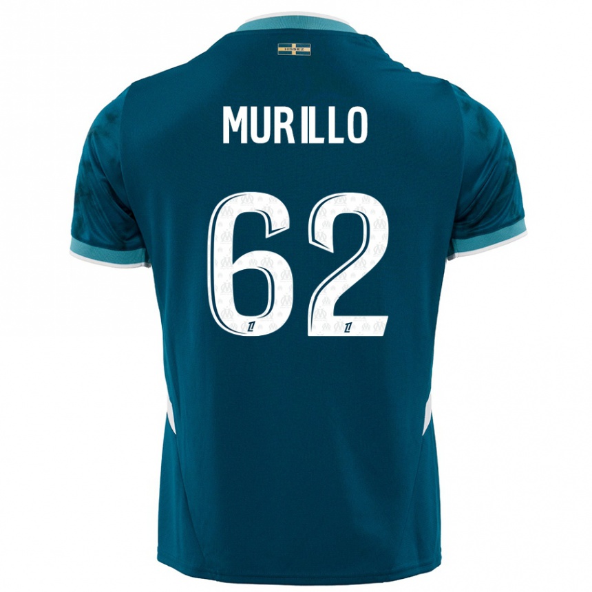 Niño Fútbol Camiseta Amir Murillo #62 Azul Turquesa 2ª Equipación 2024/25