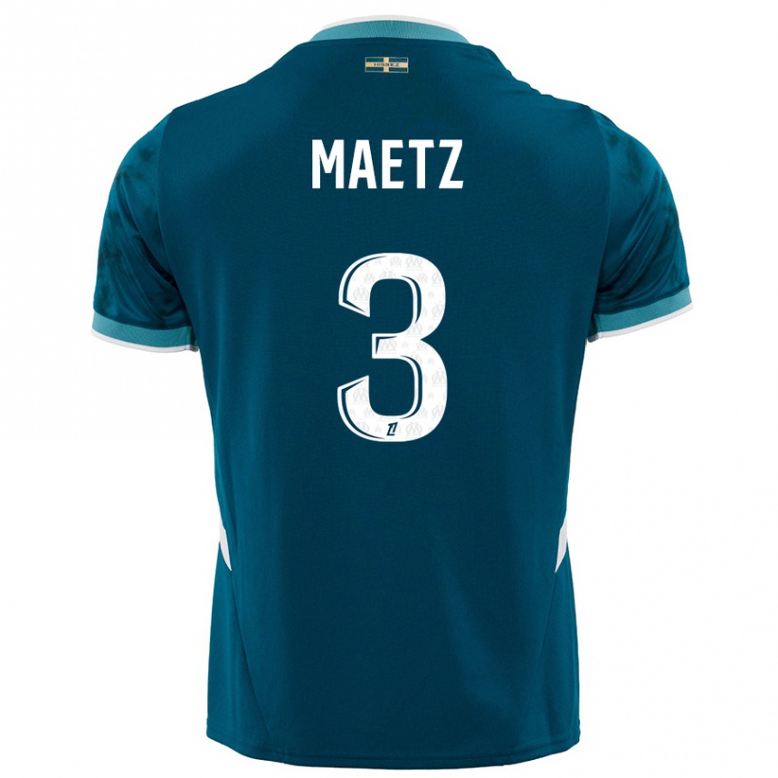 Niño Fútbol Camiseta Agathe Maetz #3 Azul Turquesa 2ª Equipación 2024/25