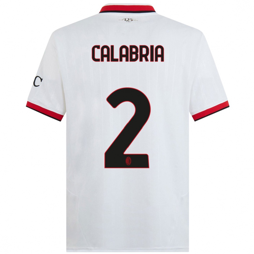 Niño Fútbol Camiseta Davide Calabria #2 Blanco Negro Rojo 2ª Equipación 2024/25