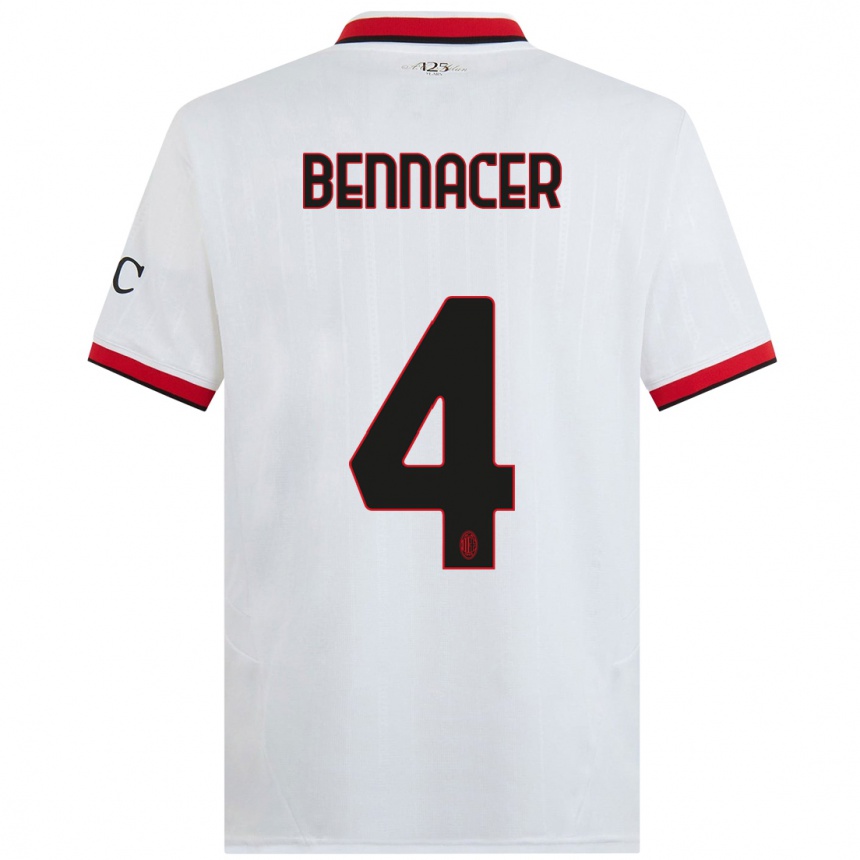 Niño Fútbol Camiseta Ismael Bennacer #4 Blanco Negro Rojo 2ª Equipación 2024/25