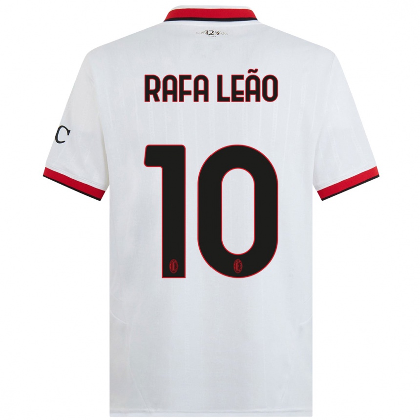 Niño Fútbol Camiseta Rafael Leao #10 Blanco Negro Rojo 2ª Equipación 2024/25