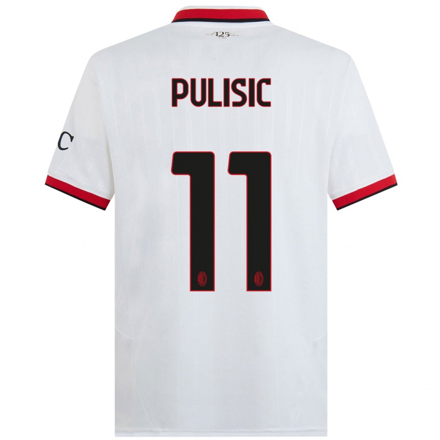 Niño Fútbol Camiseta Christian Pulisic #11 Blanco Negro Rojo 2ª Equipación 2024/25