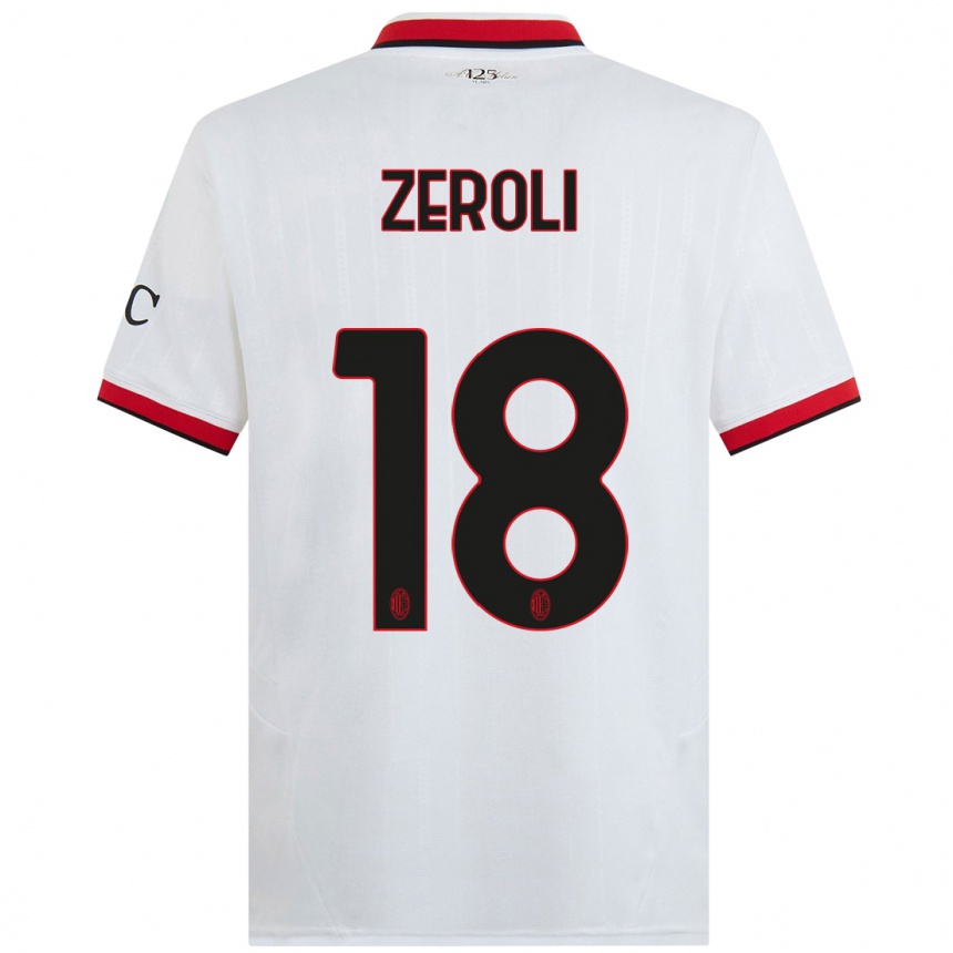 Niño Fútbol Camiseta Kevin Zeroli #18 Blanco Negro Rojo 2ª Equipación 2024/25