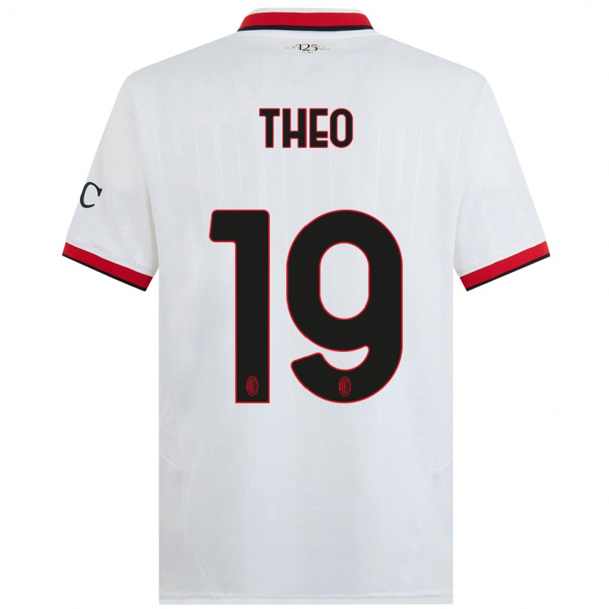 Niño Fútbol Camiseta Theo Hernandez #19 Blanco Negro Rojo 2ª Equipación 2024/25