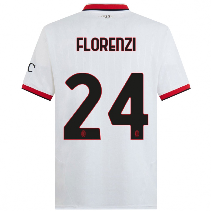 Niño Fútbol Camiseta Alessandro Florenzi #24 Blanco Negro Rojo 2ª Equipación 2024/25