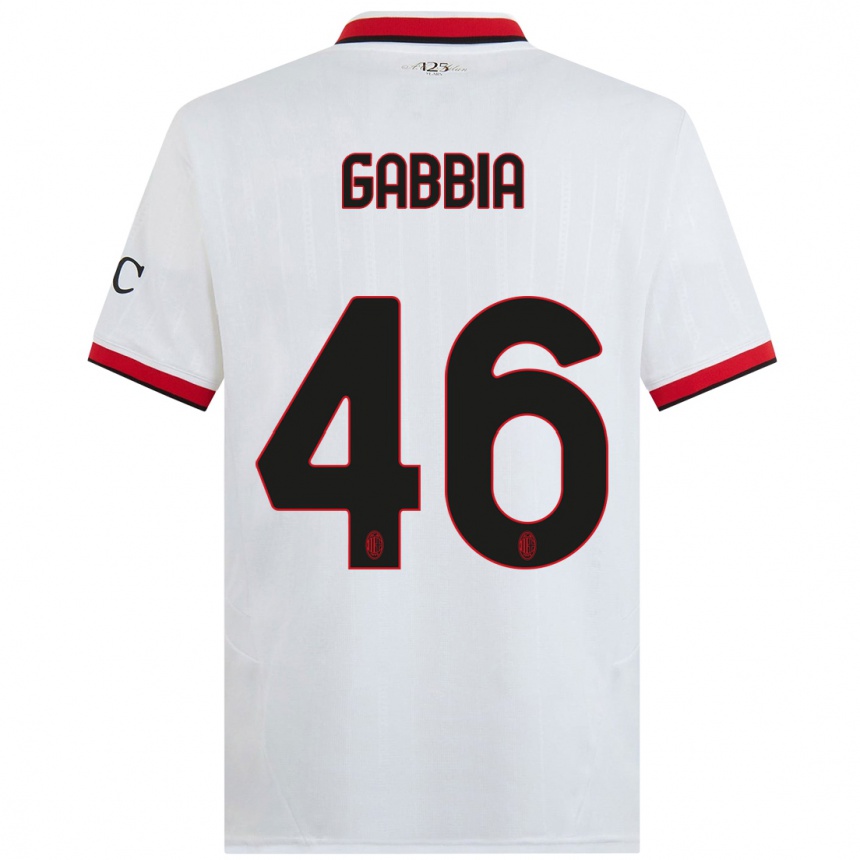 Niño Fútbol Camiseta Matteo Gabbia #46 Blanco Negro Rojo 2ª Equipación 2024/25