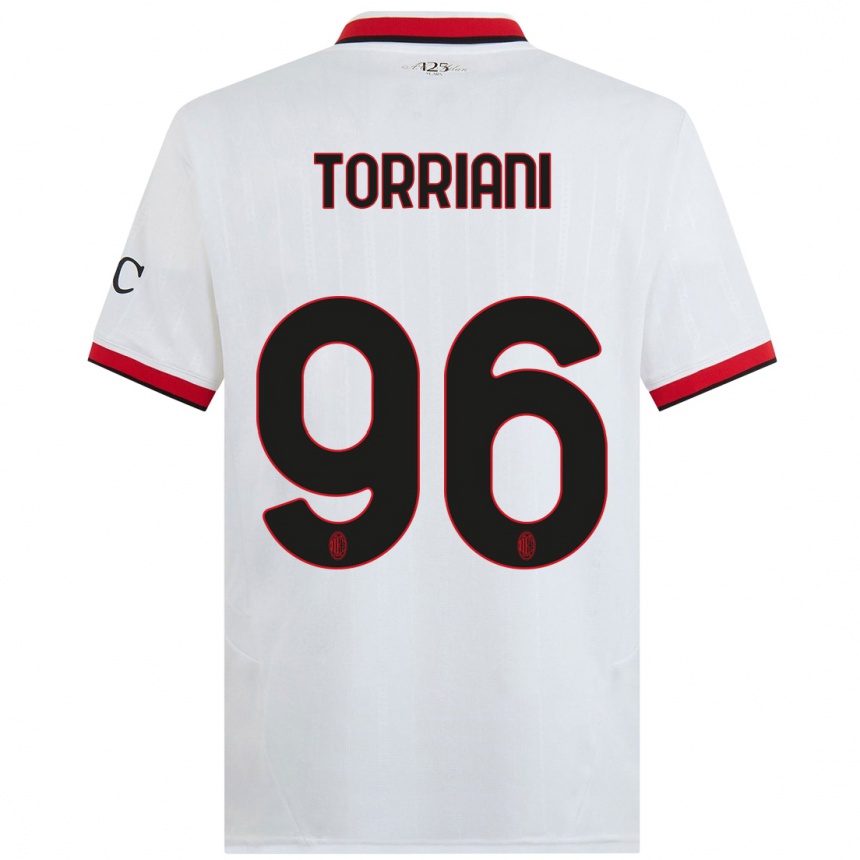 Niño Fútbol Camiseta Lorenzo Torriani #96 Blanco Negro Rojo 2ª Equipación 2024/25