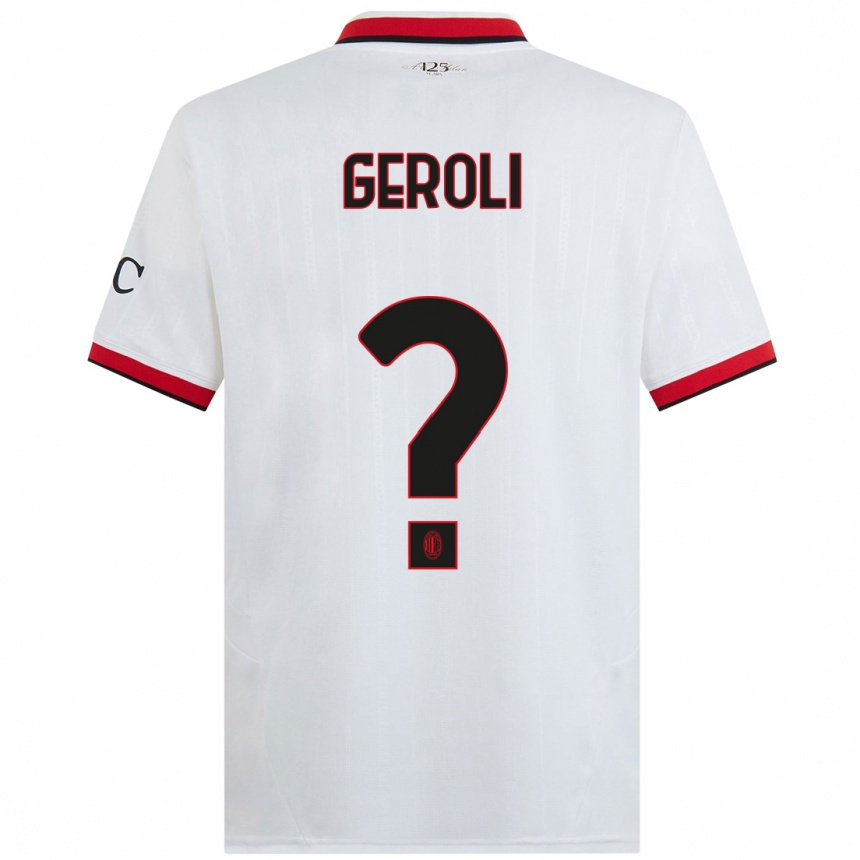 Niño Fútbol Camiseta Matteo Geroli #0 Blanco Negro Rojo 2ª Equipación 2024/25