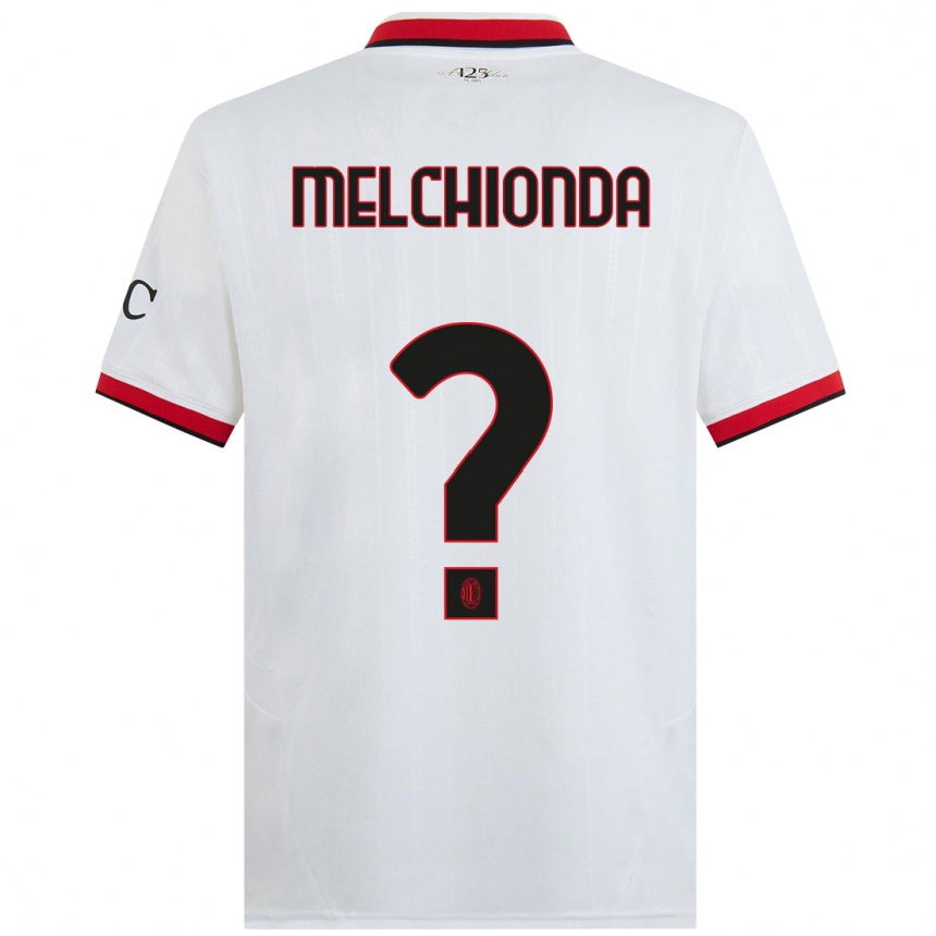 Niño Fútbol Camiseta Marco Melchionda #0 Blanco Negro Rojo 2ª Equipación 2024/25