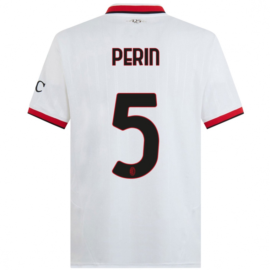 Niño Fútbol Camiseta Ernesto Perin #5 Blanco Negro Rojo 2ª Equipación 2024/25