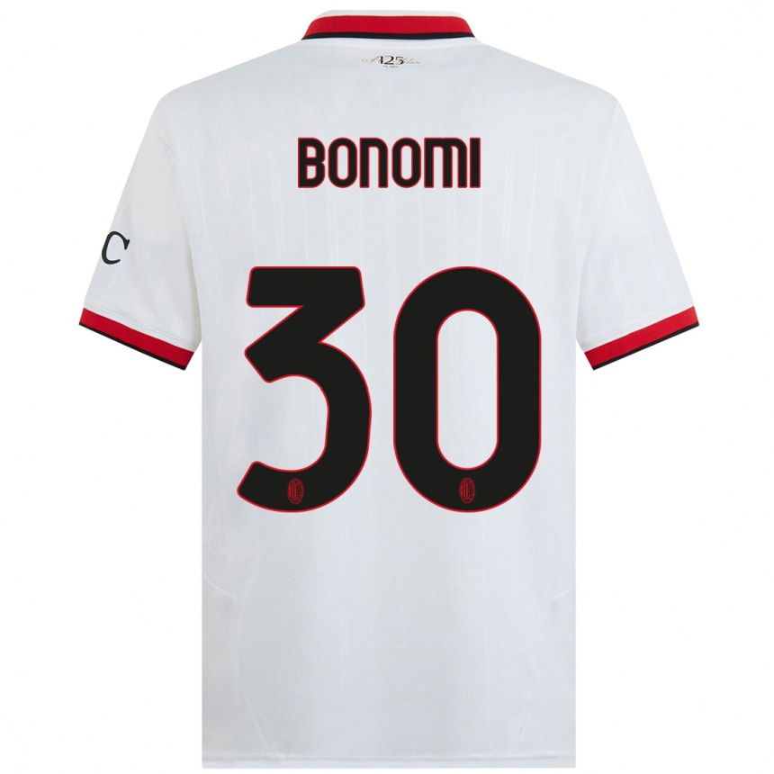 Niño Fútbol Camiseta Alessandro Bonomi #30 Blanco Negro Rojo 2ª Equipación 2024/25