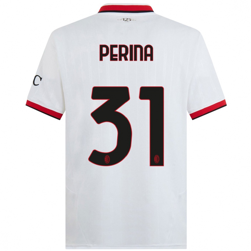 Niño Fútbol Camiseta Gioele Perina #31 Blanco Negro Rojo 2ª Equipación 2024/25