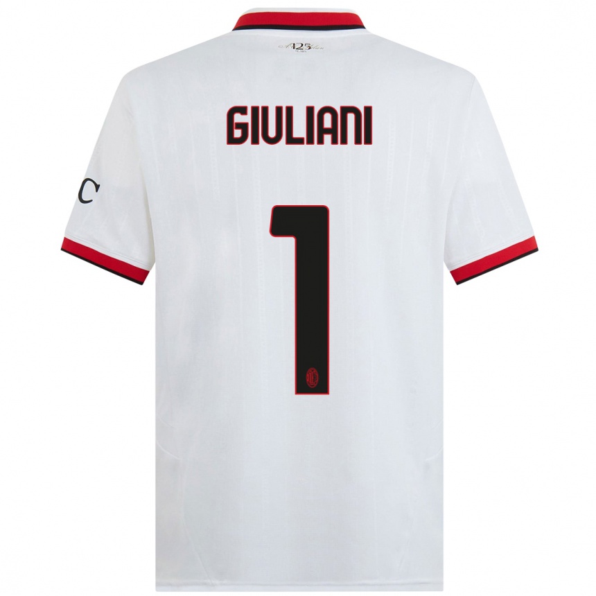 Niño Fútbol Camiseta Laura Giuliani #1 Blanco Negro Rojo 2ª Equipación 2024/25